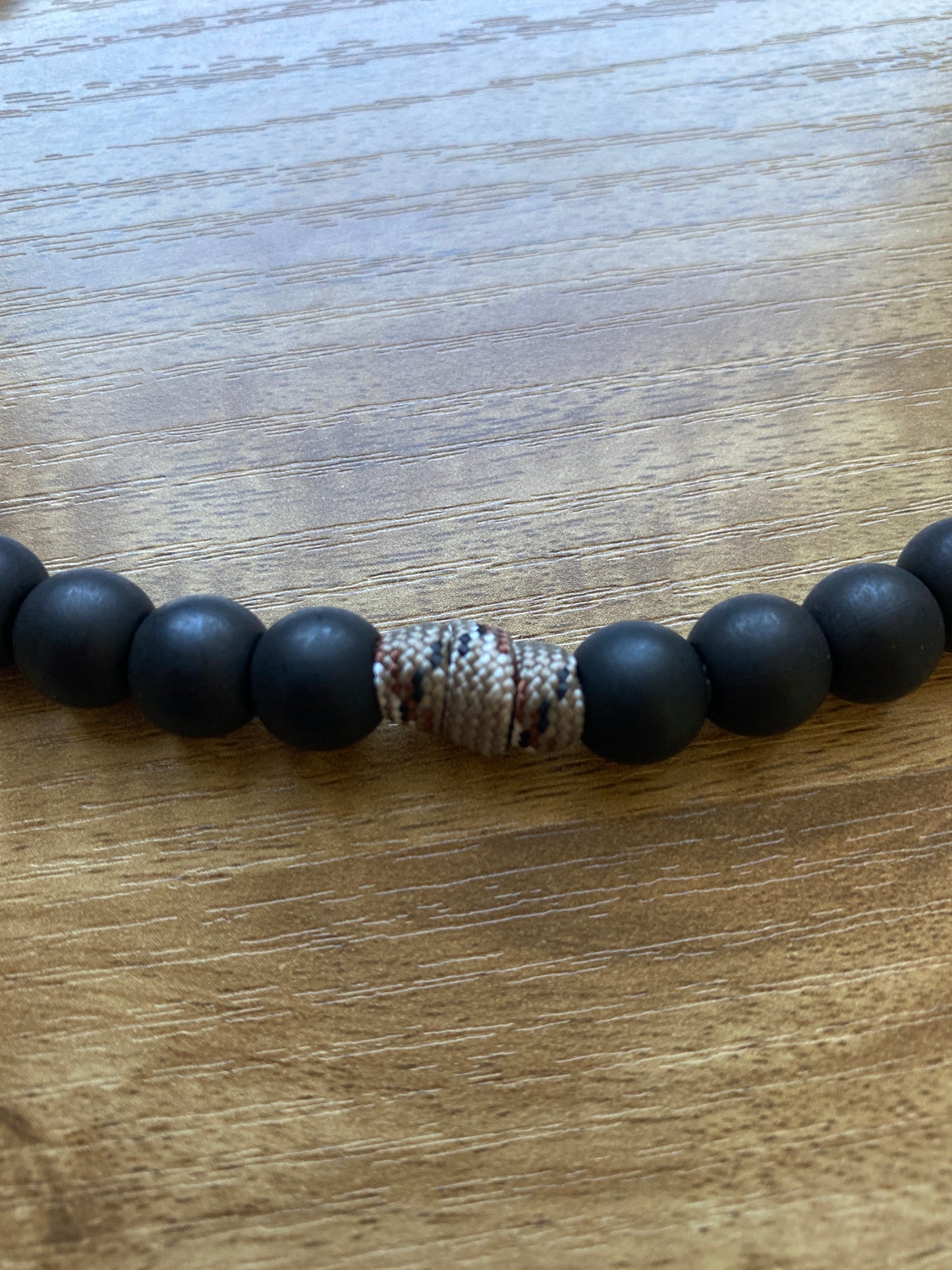 Paracord Rosary - Desert Camo and black beads - acrylic beads