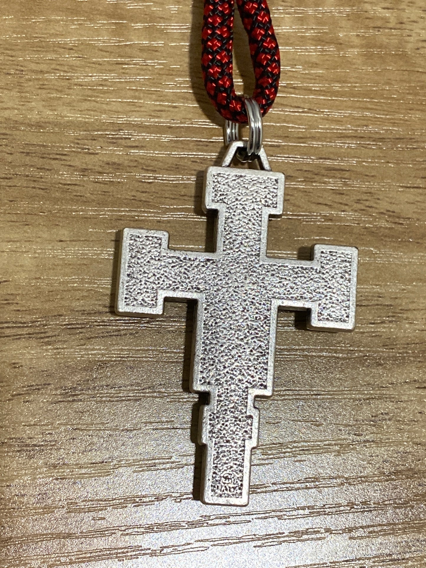 Single Decade Paracord Pocket Rosary - Red and Black Cord