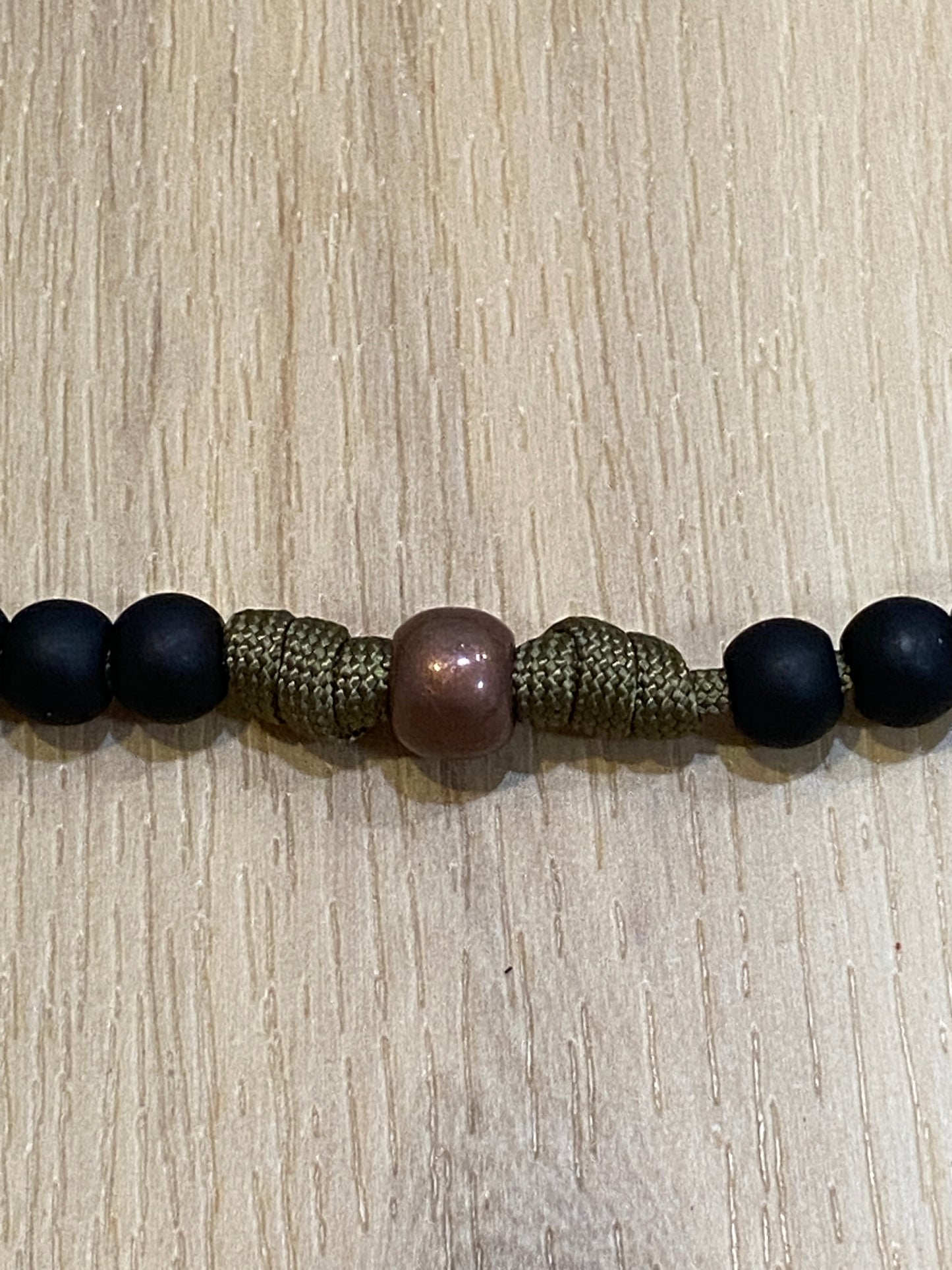 Paracord Rosary - Coyote Brown and Black Acrylic Beads