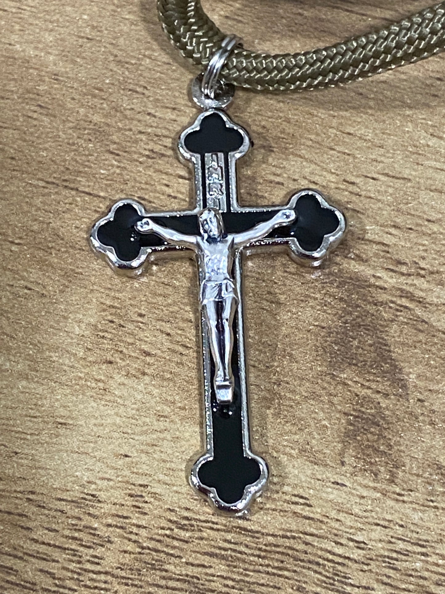 Paracord Pocket/Field Rosary - Brown and Gunmetal - Metal Beads