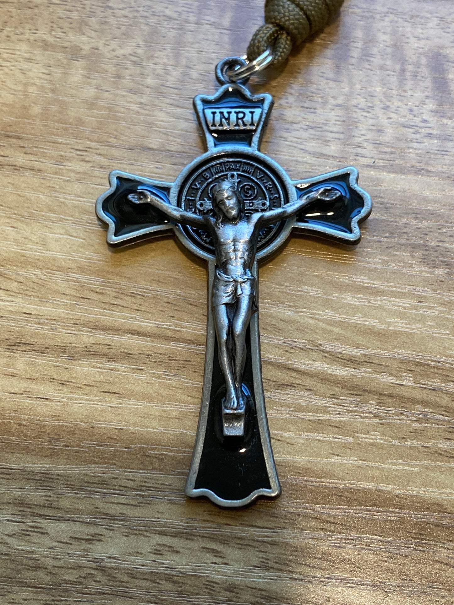 Paracord Rosary - Brown and Black Stainless Steel