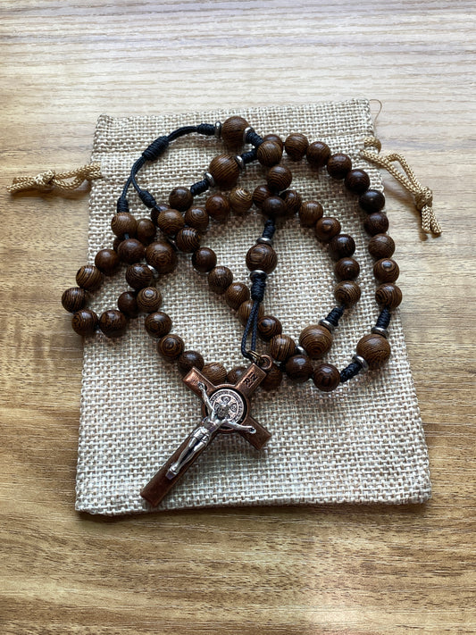 Kevlar cord - Black Cord and Wood Beads