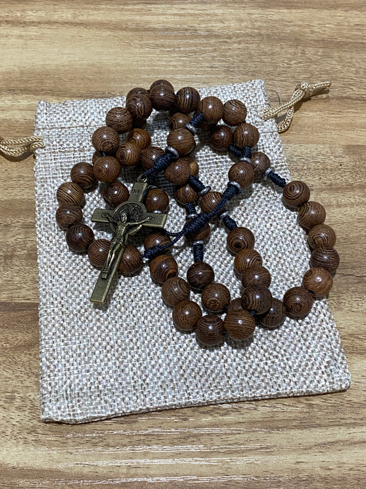 Kevlar cord - Black Cord and Wood Beads