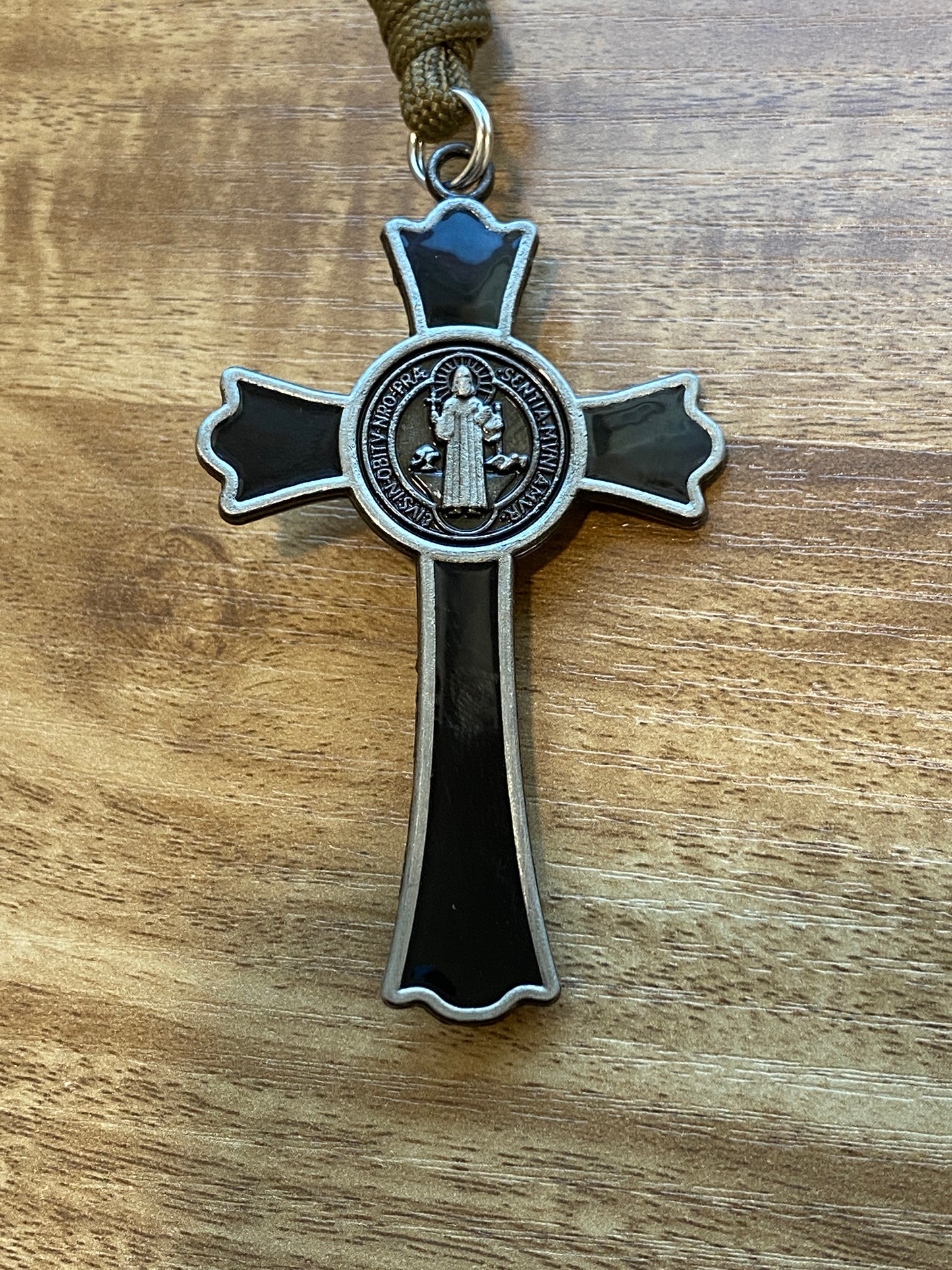 Paracord Rosary - Brown and Black Stainless Steel
