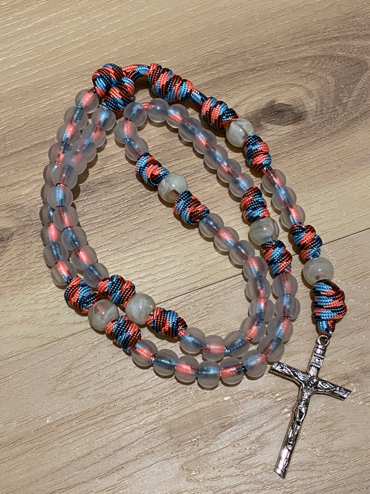 Paracord Rosary - Glow in the Dark and translucent beads - acrylic beads