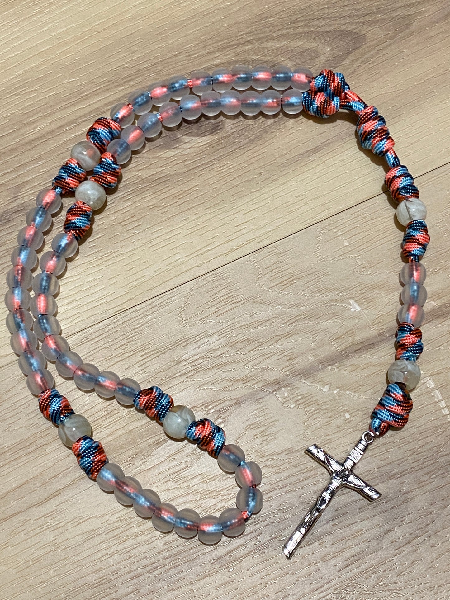 Paracord Rosary - Glow in the Dark and translucent beads - acrylic beads