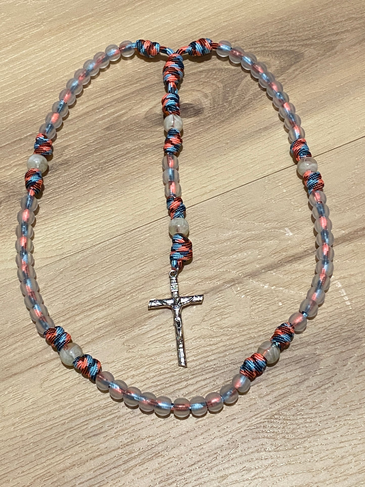 Paracord Rosary - Glow in the Dark and translucent beads - acrylic beads