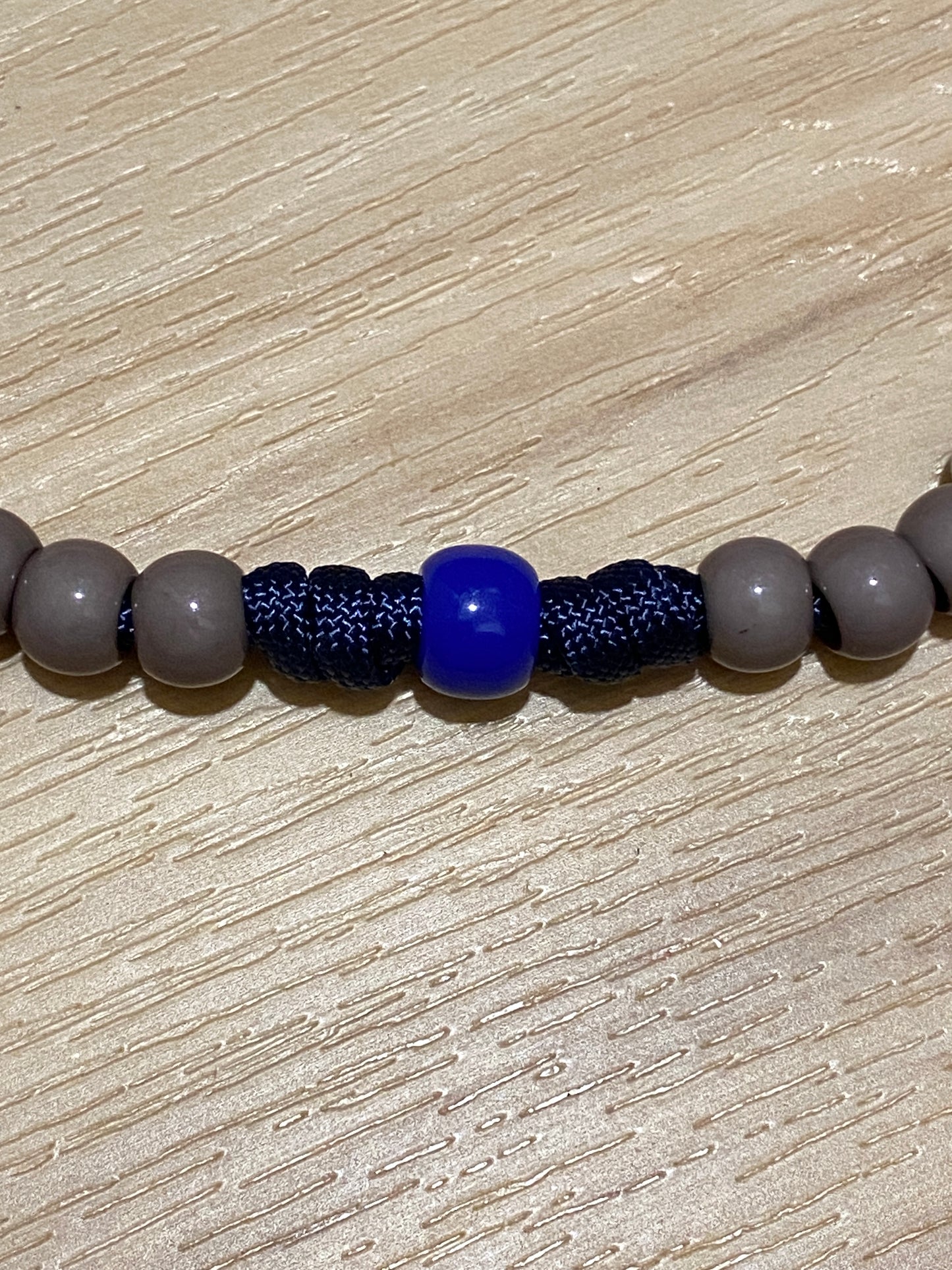 Paracord Rosary - Navy blue and grey beads - acrylic beads