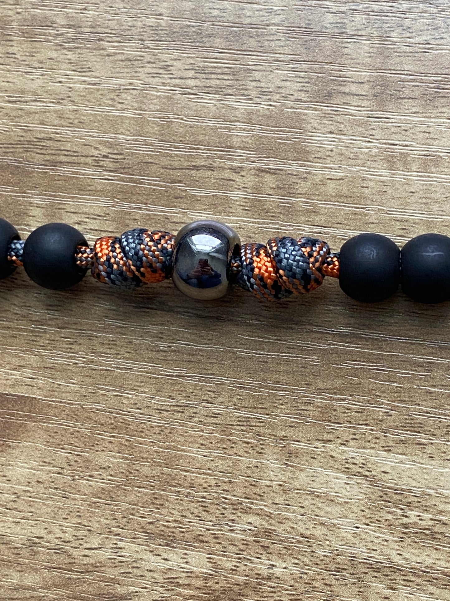 Paracord Rosary - Orange Camo - Acrylic Beads